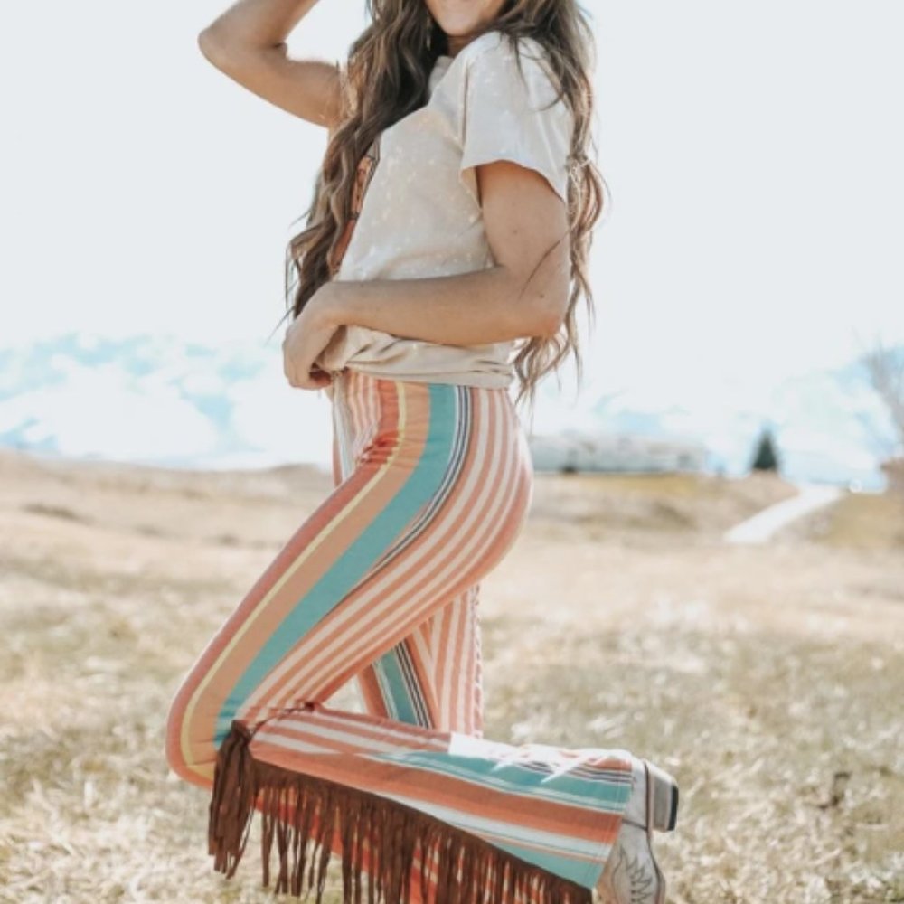 Striped Bellbottoms with fringe